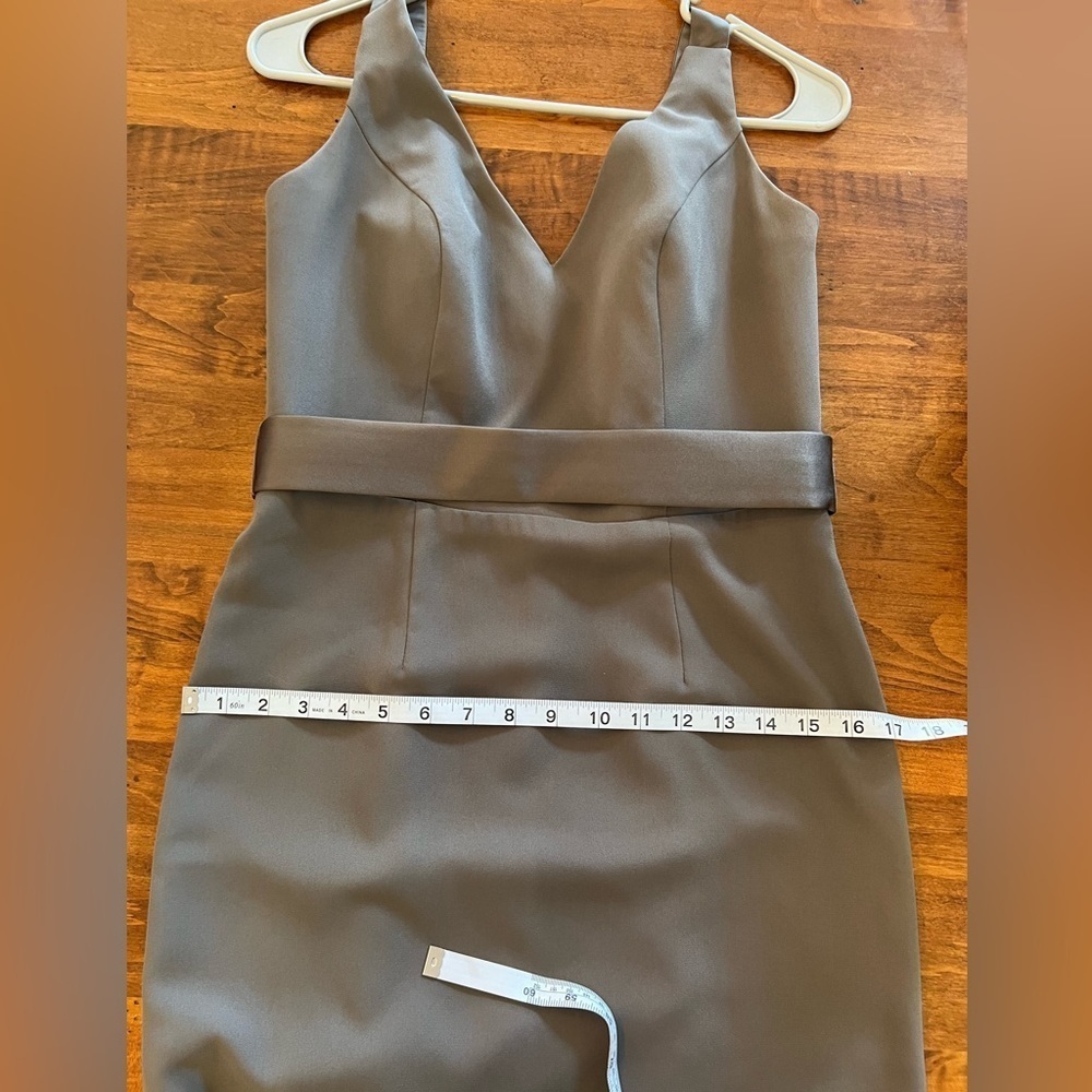 White by Vera Wang Charcoal Crepe Bridesmaid Dress Size 6 - Picture 8 of 10